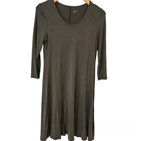 Garnet Hill | Dresses | Garnet Hill Olive Green Seamed Knit Trapeze Dress  Long Sleeve Small | Poshmark